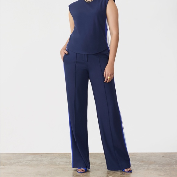 Gstq Side Stripe Wide Leg Pant Midnight Sz 8 NWT - Picture 2 of 11